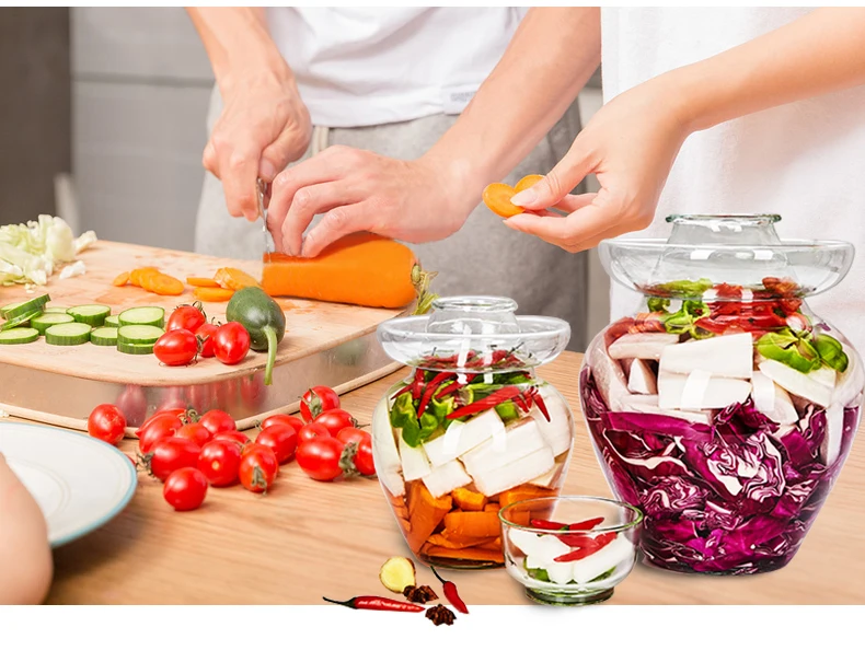 Прозрачный Стекло Pickle бутылки ночь Красители маринованный овощ капуста герметичный контейнер бытовой Еда банки для хранения герметичный бак