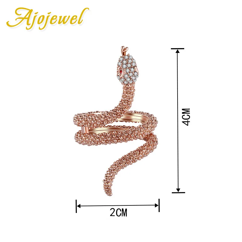Женское кольцо в виде змеи с кристаллами цвета розового золота|snake ring|ring snakering ring |