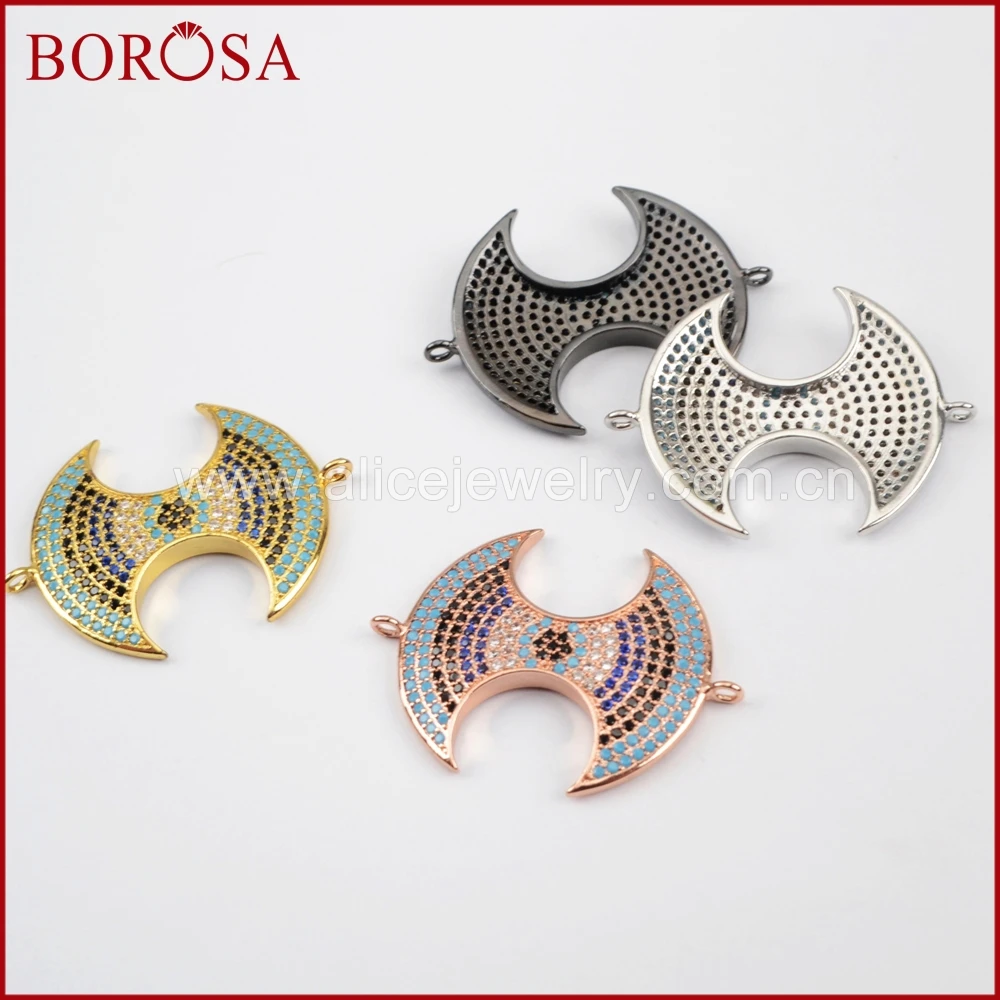 BOROSA 6 шт. Радужный микро проложить CZ Цирконий двуглавый топор соединитель для DIY