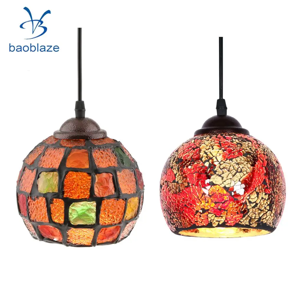 2 шт. винтажный подвесной светильник мозаичный дизайн потолочный абажур | Лампы и