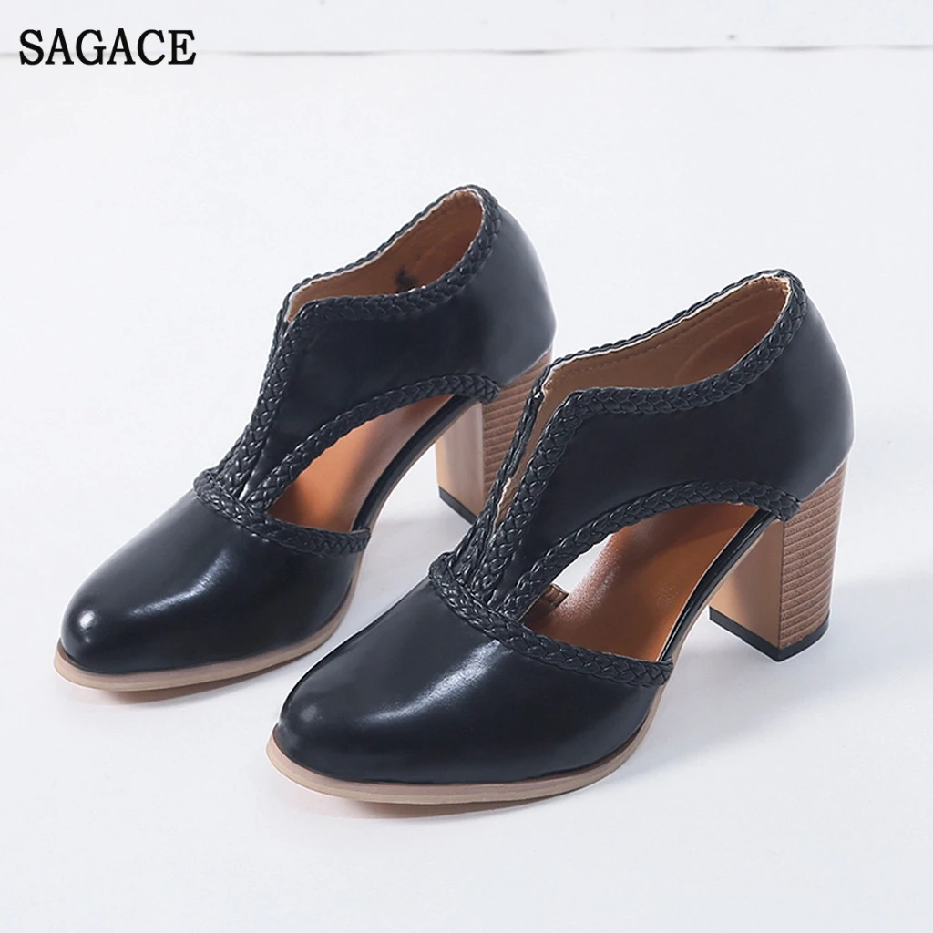 SAGACE женские туфли лодочки на высоком каблуке в стиле ретро и римском с острым