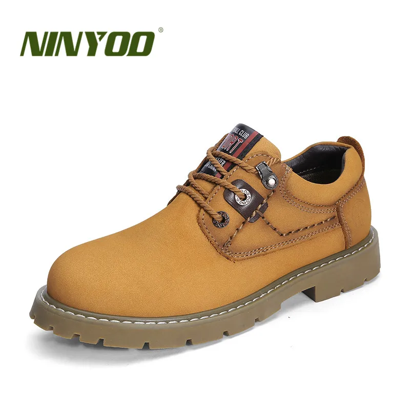 NINYOO New Autumn Winter Men Shoes 47 Genuine Leather Work 48 Outdoor Casual 49 Rubber Martens WPlus Size 50 51 52 | Обувь