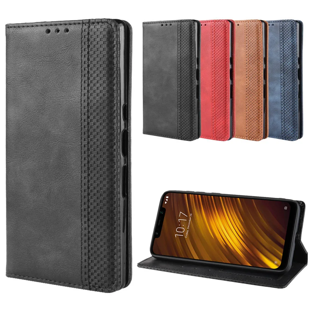Роскошный Ретро Тонкий кожаный флип чехол для Xiaomi Pocophone F1 Poco 6 18 &quotкошелек с