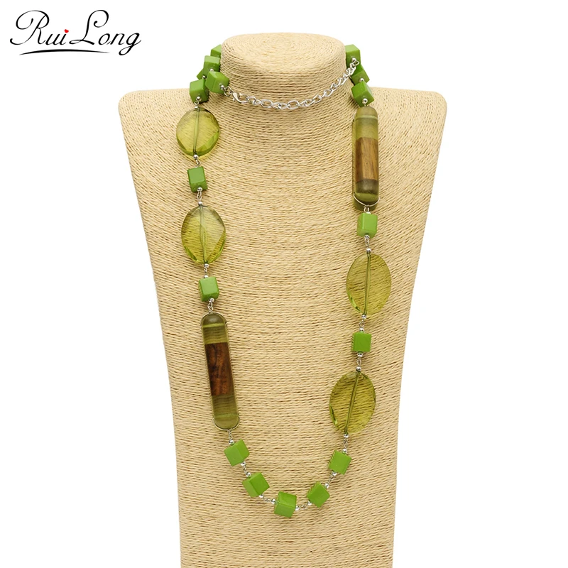 Новая мода новейшие многоцветные каучук акрил бусины для женщин длинная цепь