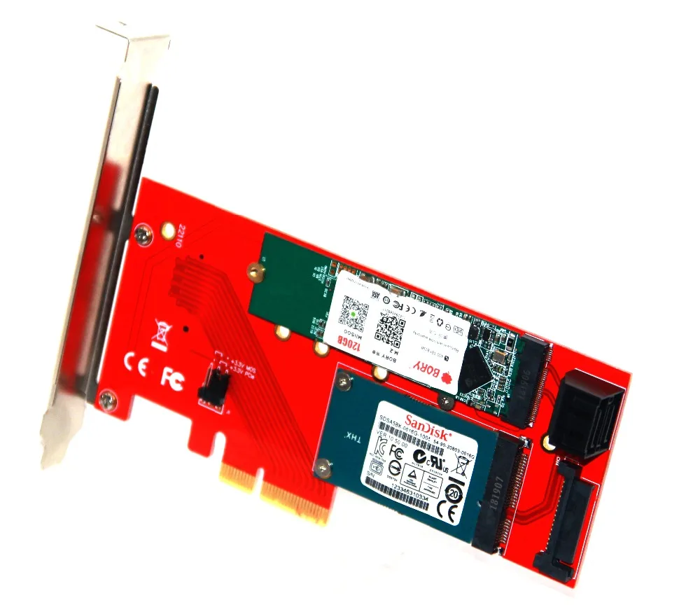 

3 Interfaces M.2 NVMe SSD NGFF to PCIE X16 Adapter M Key 2x B Key Riser Card Expansion Card Support PCI Express 3.0 4X M2 SATA