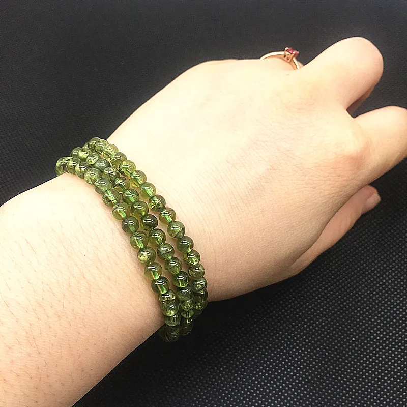 18 5 53 см модные женские браслеты 4 мм Peridots Olivines Stone 3 обертывания браслет для