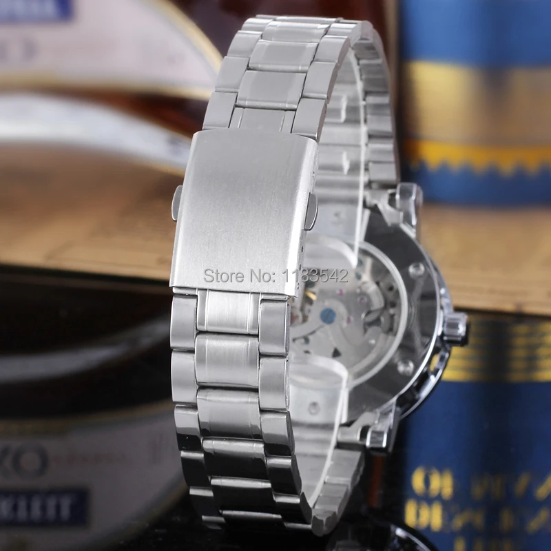 Winner WRG8008M4S3 automatic men new wristwatch free shipping skeleton silver color watch stainless steel band best gift | Наручные часы