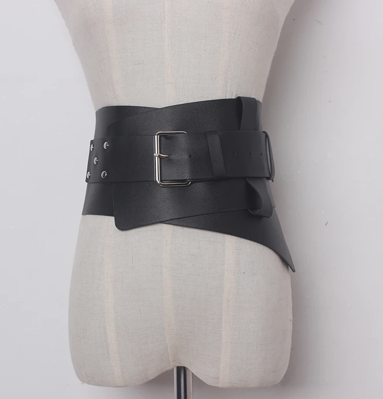 Новинка, женский ультра плюс широкий ремень, аксессуары, искусственная кожа, эластичный корсет, пояс с металлической пряжкой спереди, пояс для девочек, украшение одежды
