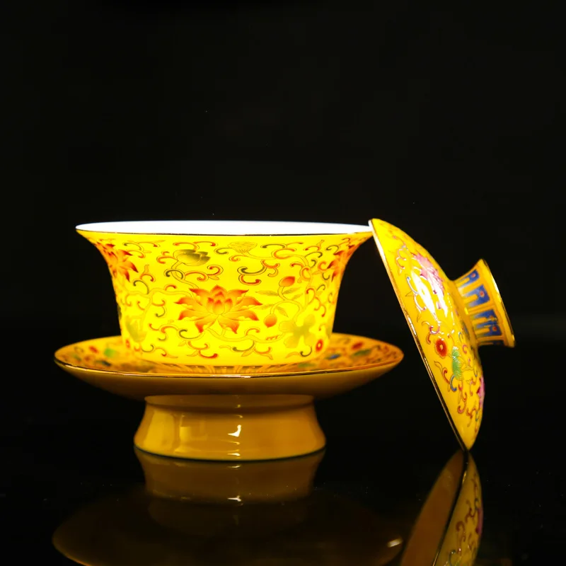 Цветной эмалированный чайный сервиз Gaiwan чайные чашки Традиционная Керамическая