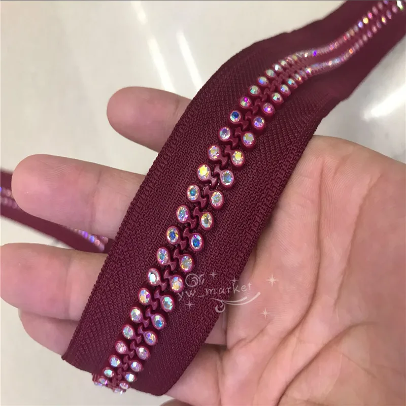 2 row wine AB Цвет 60 см 2-рядной класс Стразы ab Crystal платье с молнией одежда Шитье 2 шт - Цвет: 2 row wine AB