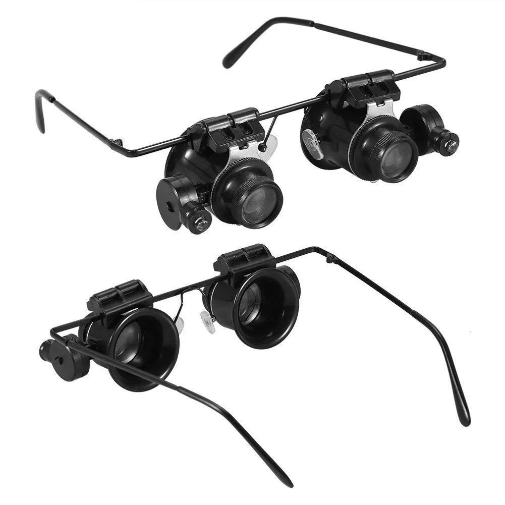 20X With LED Light Glasses Magnifiers Magnifying Eyewear Spectacles Eye Protection PC For Jeweler Watch Repair