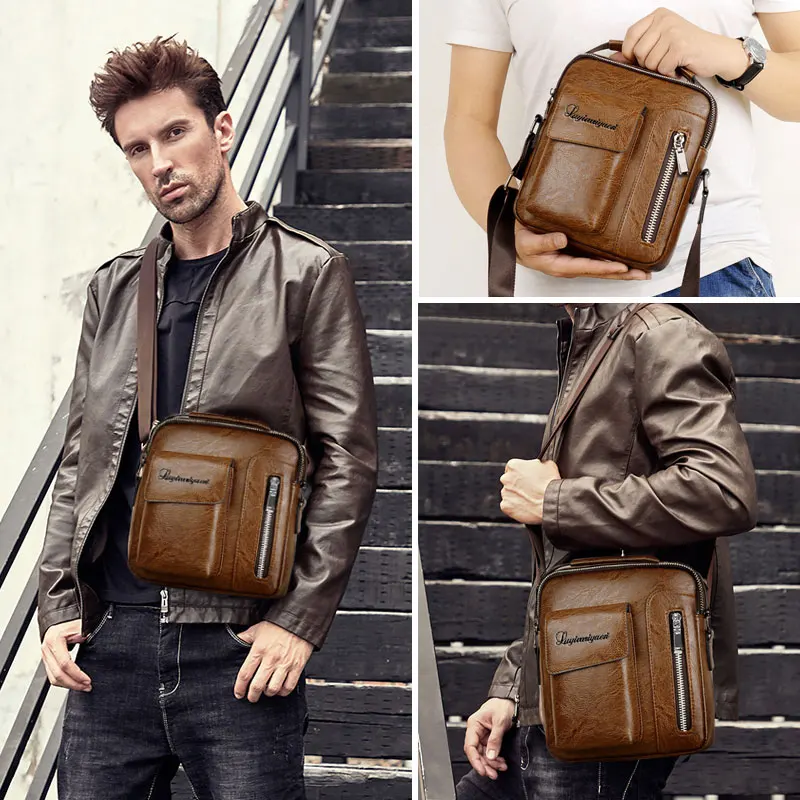 

Scione PU Small Sport Gym Bag for Men's Messenger Crossbody Shoulder Sport Bags Molle Waterproof Ultralight Portable Leather Bag