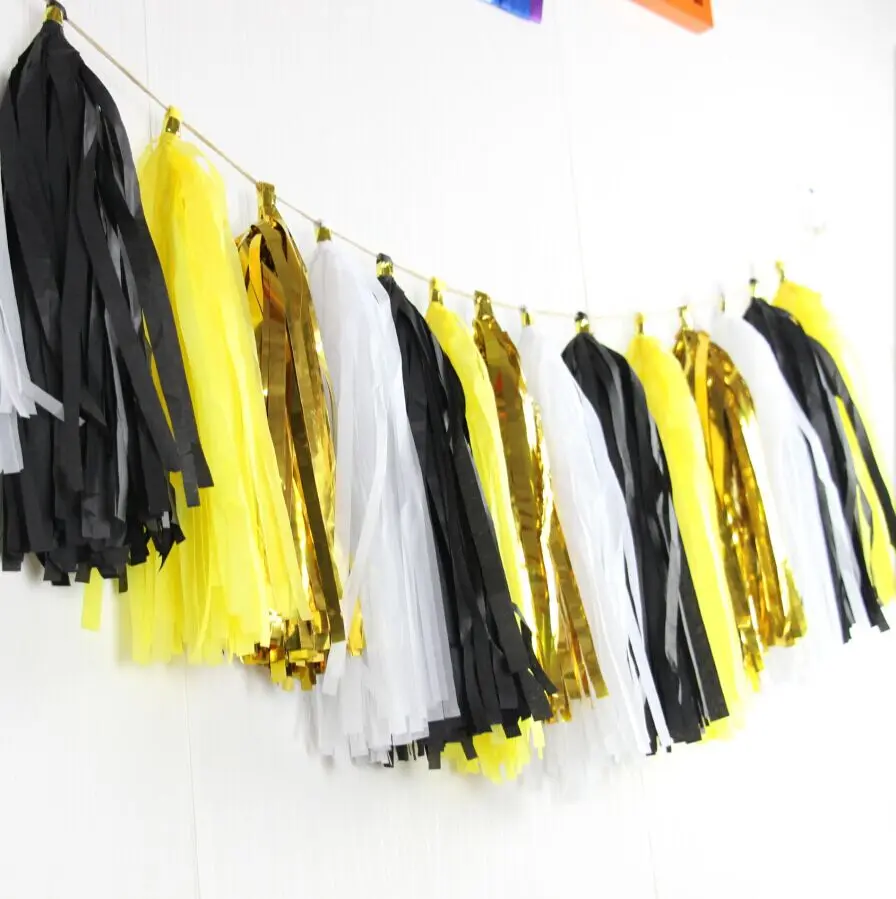 (16 шт./лот) Бумажная гирлянда пчела декор для вечеринки черный золотой и желтый