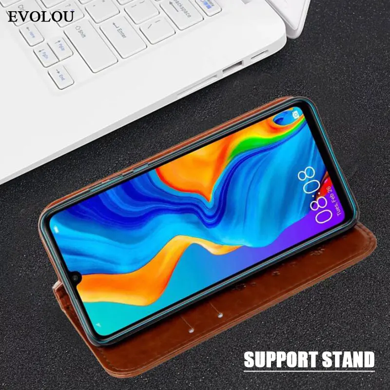 Кожаный чехол книжка в стиле ретро с тисненым цветком для Huawei P30 Pro Классический