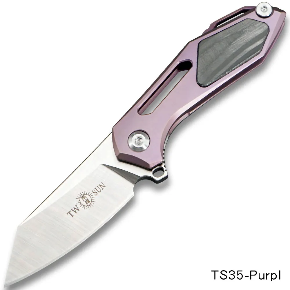 TS35-Purpl TwoSun мини M390 складной нож карманный нож Походный нож открытый инструмент для выживания EDC быстрооткрывающиеся подшипники титановый пожарный TS35 - Цвет: TS35-Purpl