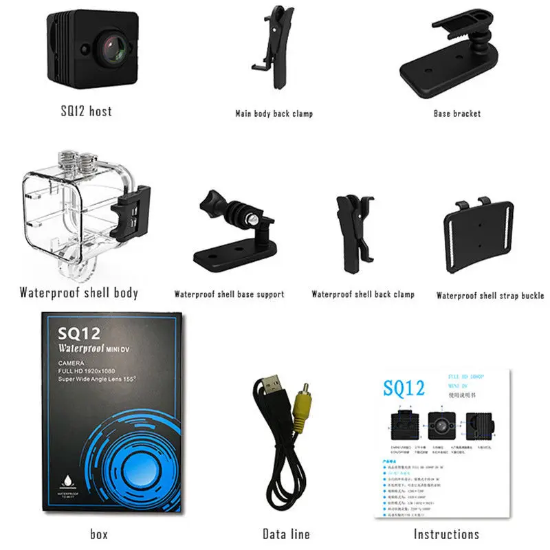 

32GB Card+SQ12 Waterproof DV Camera HD 1080P Sports IR Night Vision DVR Video Recorder Cam