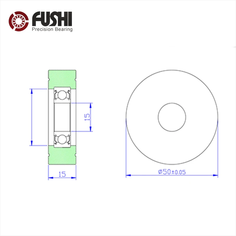 Полиуретановый подшипник с полиуретановым покрытием PU 6002, 15*50*15 мм (2 шт.), Шпилька 15 мм, быстрая полиуретановая крышка, подшипники PU6002 (art.: 7a75bb799) - 7a75bb799