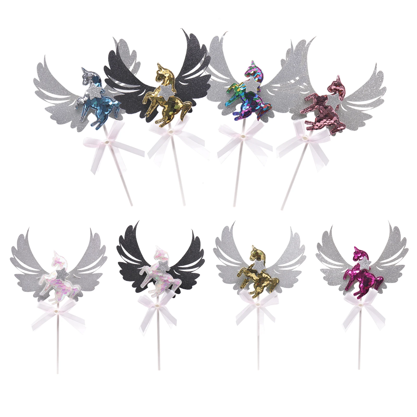 1 шт. Крылья Ангела единорога Блестящий кекс сделай сам торт Topper Baby Shower День