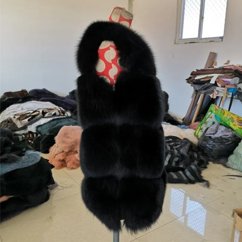 2019 меховое пальто женское зимнее из настоящего меха лисы мех трава жилет |