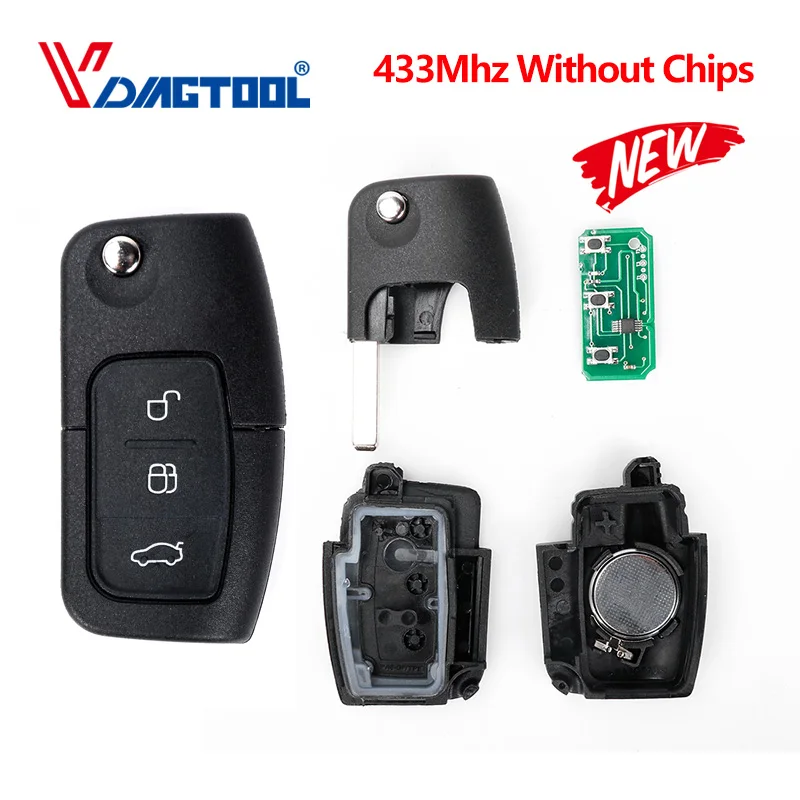 VDIAGTOOL 433 МГц без чипа 4D63 3 кнопки откидной складной ключ дистанционного управления