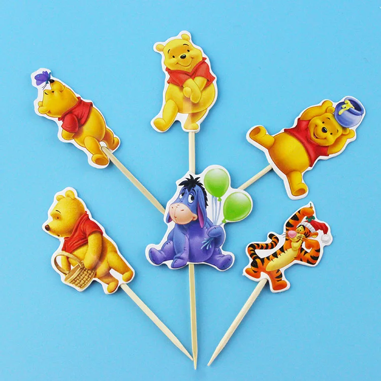 24 шт./лот мультфильм Винни Пух топперы событие для вечеринок кекс Топпер выбирает