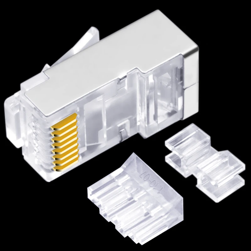 CNCOB 50u позолоченный тройной Ethernet разъем Cat6 RJ45 8p8c модульный штекер гигабитный