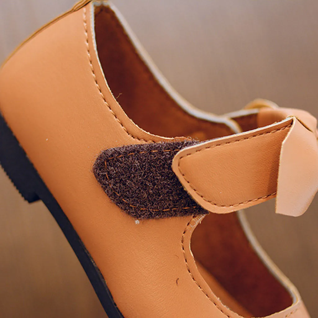 SAGACE/детская обувь Кожаная детская на липучке Нескользящая с бантом для девочек