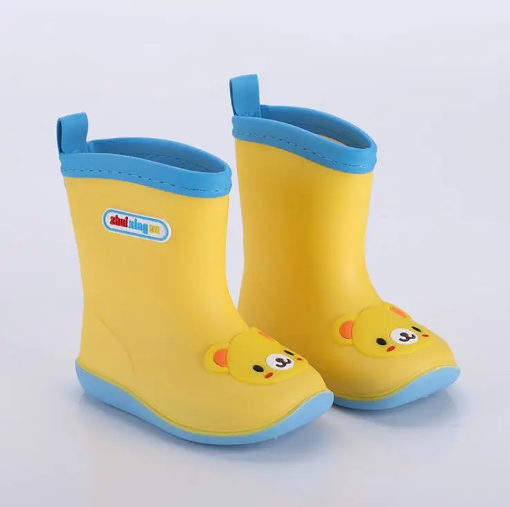 Cartoon yellow bear Сезон дождей; резиновая обувь; детские ботинки для девочек и мальчиков; детская водонепроницаемая обувь; резиновые сапоги ярких цветов; нескользящая водонепроницаемая обувь - Цвет: Cartoon yellow bear