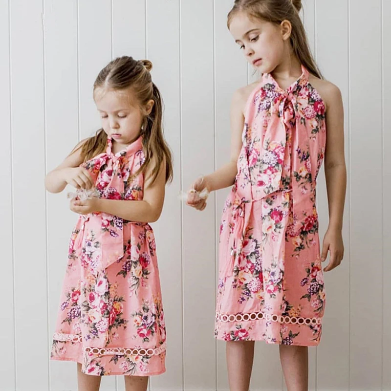 2019 Summer Princess Cute Sleeveless Floral Print Party Dresses Costume Clothing 2-9T Toddler Kids Girls Skater Dress | Детская одежда