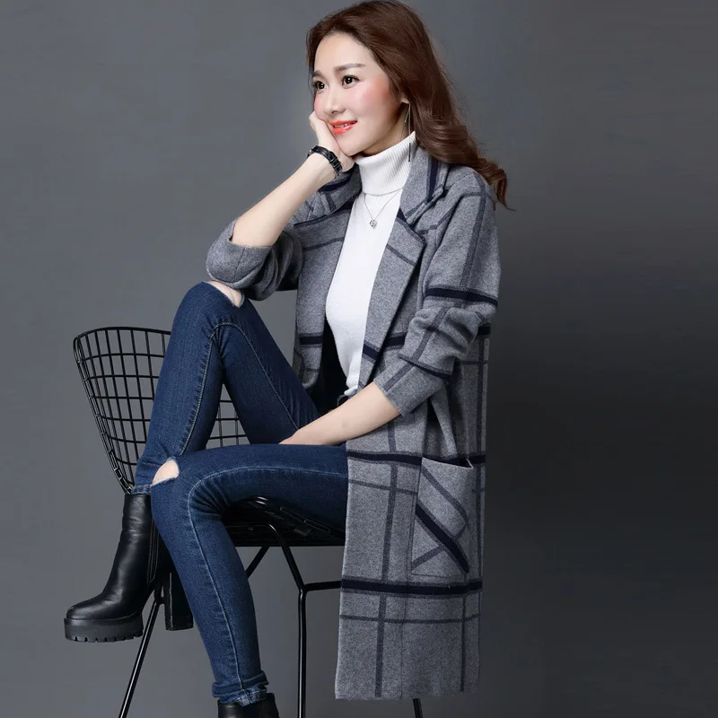 Women Coat M-5XLPlus Size Spring Autumn Knitted Sweater Cardigan Korean Winter Jacket Loose Big Yards Long Sweaters |
