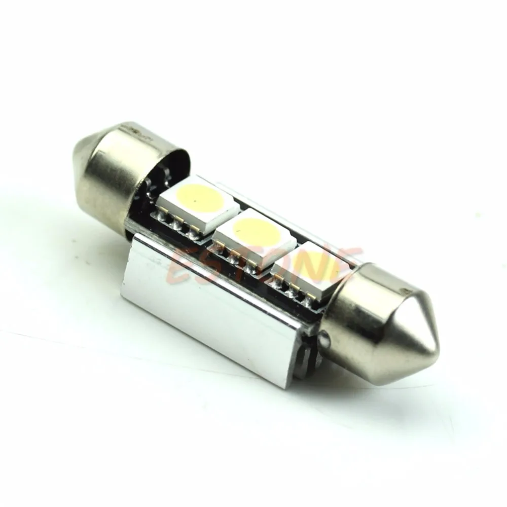 Автомобильный 39 мм 3 SMD светодиодный 5050 CANBUS Festoon Dome ОШИБОК белый светильник на