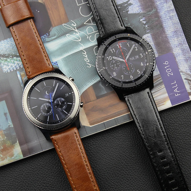 Ремешок кожаный для наручных часов браслет Samsung Galaxy Watch 46 мм Gear S3 Huawei GT Amazfit 2 22