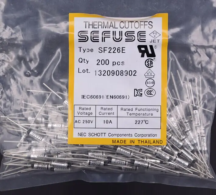 5 шт. SF226E SEFUSE Cutoffs NEC Термопредохранитель 227C 227 градусов 10A 250V Новый | Обустройство