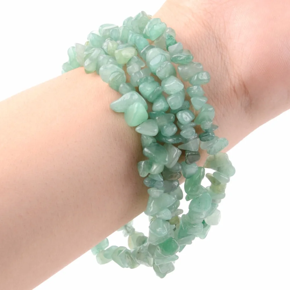 Бусины Асимметричные для бижутерии гравий с зеленым авантюрином бусины