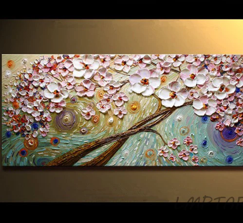 Ручная роспись толстый нож масляная краска белая розовый цветок вишни