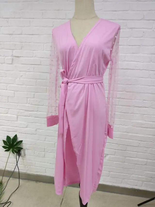 Женское Сетчатое вечернее платье с v образным вырезом повседневное однотонное