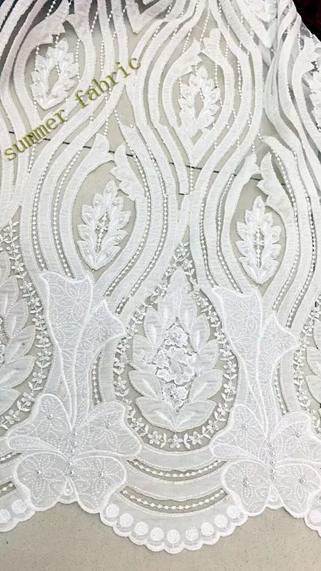 High Quality French Lace Fabrics African Net Fabric Embroidered Tulle Royal blue beaded embroidery | Дом и сад
