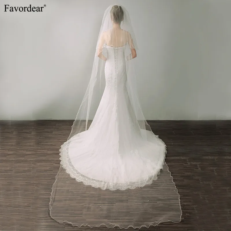 Favordear Velos De Novia 2 яруса пенал цвета слоновой кости Длинная свадебная вуаль для