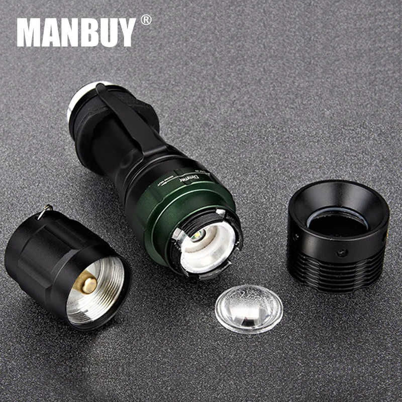 MANBUY W109 фонарик без 18650 батареи завод Q5 светодиодный вращающийся неполярный зум концентрирующий большой диапазон алюминиевый сплав лампа