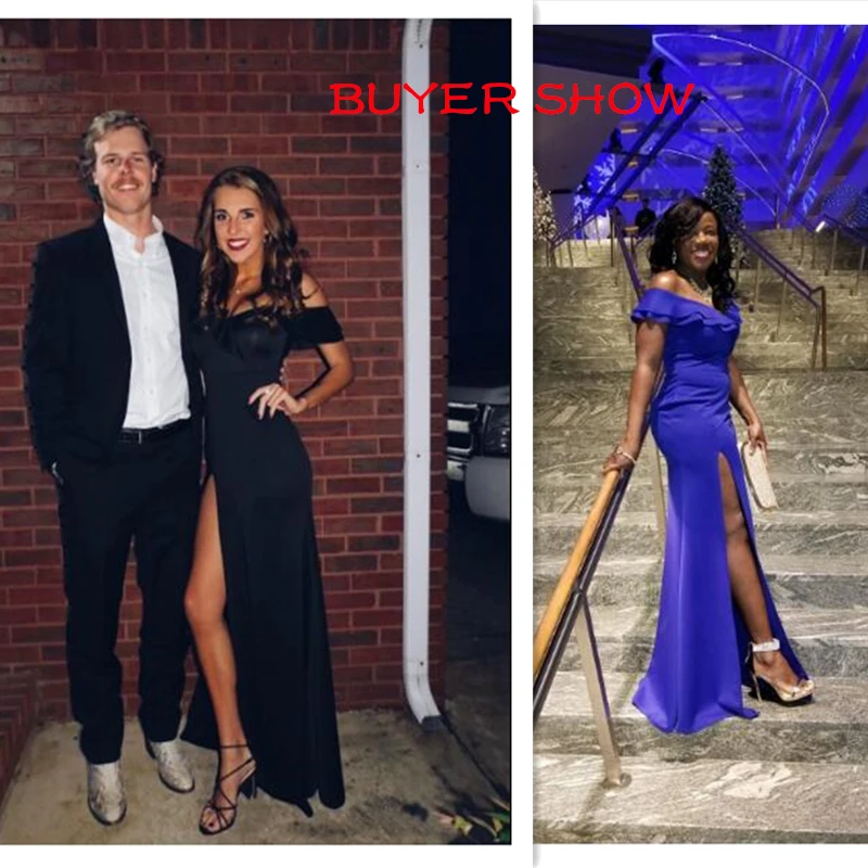 

LIVA GIRL Ruffle Off Shoulder Maxi Party Dress Sexy High Split Bodycon Long Dresses Elegant Mermaid Gowns Red Vestidos Longo XXL