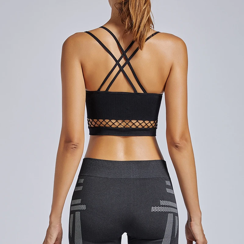 Women Fitness Yogi Sporter Bra For Running Adjustable Spaghetti Straps Padded Top Seamless Top Vest M L