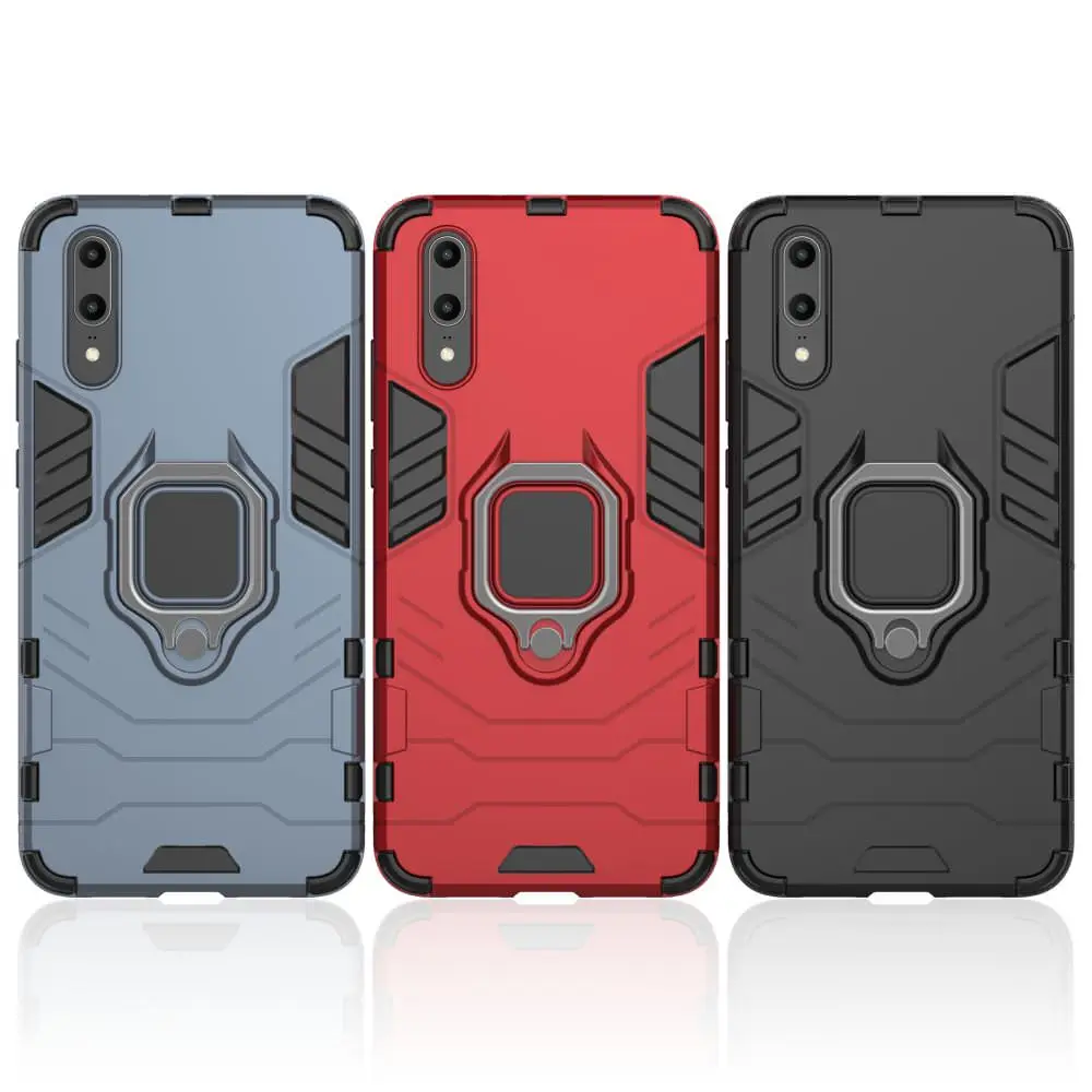 Armor Metal Finger Ring Holder Cover For Huawei P20 Lite P30 Pro Silicone Soft Shockproof Phone Case Mate 20 Capa | Мобильные