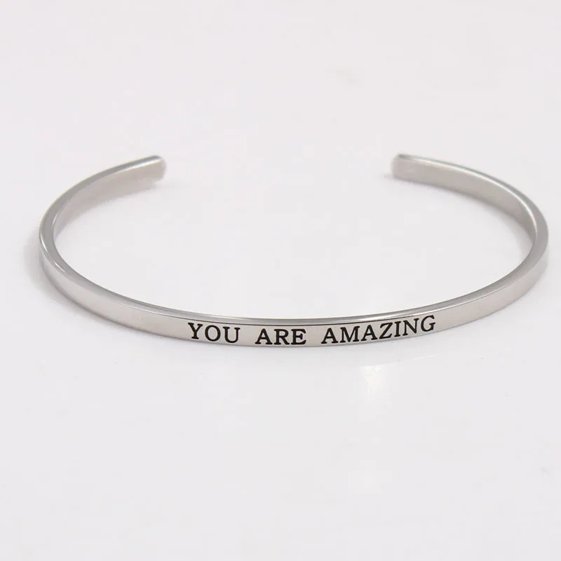 Простой браслет из нержавеющей стали на заказ с гравировкой вдохновляющие