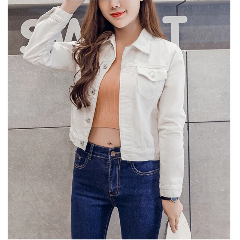 Женские весенние облегающие джинсовые пальто с отложным воротником и длинным