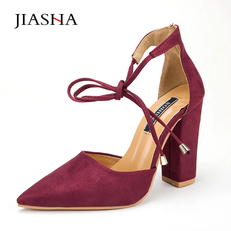 Женские замшевые туфли на высоком каблуке с ремешком щиколотке|thick heel pumps|heels pumpshigh