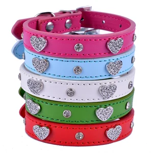 ошейник для щенка кожаный ошейник Стразы Интимные аксессуары воротник для Товары для собак маленькая собака Средства ухода за кожей шеи ремень красный белого и синего цвета зеленый цвет