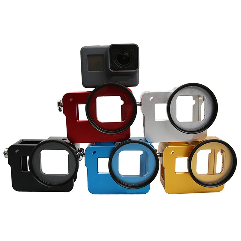 Алюминиевый корпус с ЧПУ для Gopro Hero 5 + крышка объектива 52 мм УФ фильтр Go Pro