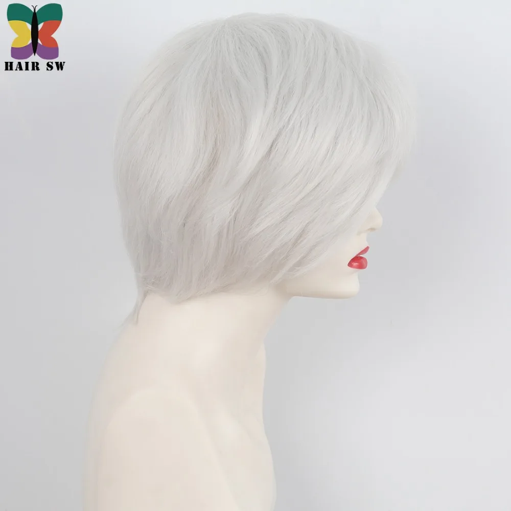 Волосы короткие прямые Боб вырезать более старый женский парик мягкие