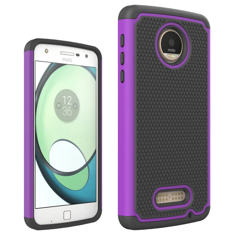Двойной Слои антидетонационных Телефон чехол для Motorola Moto Z Play крышка кремния и Пластик Панцири противоударный 2in1 назад Чехол протектор
