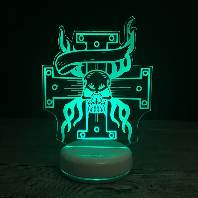 Новинка светодиодная настольная лампа с черепом многоцветная USB сенсорный пульт
